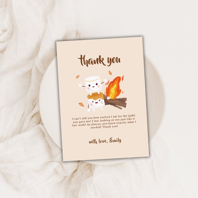 Cartão De Agradecimento Chá de fraldas Rustic S more Love Campfire (Rustic S'more Love Campfire Baby Shower Thank You Card)