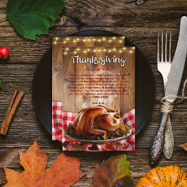 Cartão De Agradecimento Chá de fraldas Rustic Thankanding Rostou Turkey