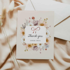 Cartão De Agradecimento Chá de fraldas Rustic Wildflower Girl