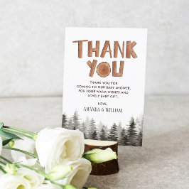 Cartão De Agradecimento Chá de fraldas Rustic Woodland Obrigado