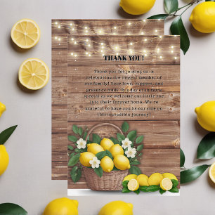 Cartão De Agradecimento Chá de fraldas Rústico de Limão Moderno