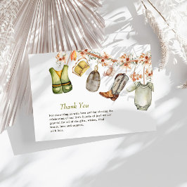 Cartão De Agradecimento Chá de fraldas Rústico De Pesca De Enguias Neutras