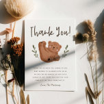 Cartão De Agradecimento Chá de fraldas Rústico do Urso<br><div class="desc">Cartões de agradecimentos de chá de fraldas com tema de ursos bonitos,  com ilustração de um ursinho com verde de ambos os lados. A mensagem obrigado hóspedes por vir ao chá e pelos presentes. Perfeito para um chá no outono.</div>