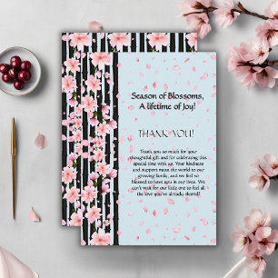 Cartão De Agradecimento Chá de fraldas Sakura Primavera Cherry Blossoms