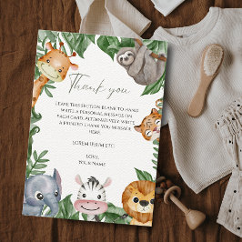 Cartão De Agradecimento Chá de fraldas Selvagem de Animais Safari