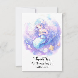 Cartão De Agradecimento Chá de fraldas Sereia Encantando Ocean Fantasy