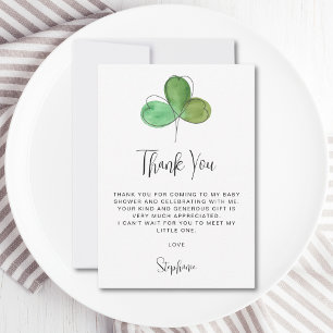 Cartão De Agradecimento Chá de fraldas Shamrock