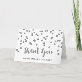 Cartão De Agradecimento Chá de fraldas Silver Confetti Obrigado