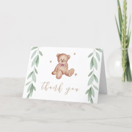 Cartão De Agradecimento Chá de fraldas Simples da Floresta do Urso de Boho