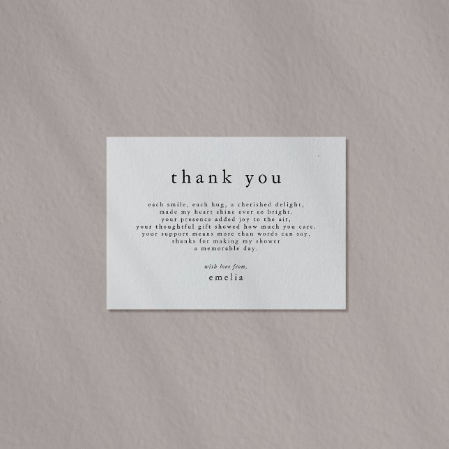 Cartão De Agradecimento CHÁ DE FRALDAS Simples de Boho Russo Mínimo EMELIA (EMELIA Minimal Rustic Boho Simple Baby Shower Thank You Card)