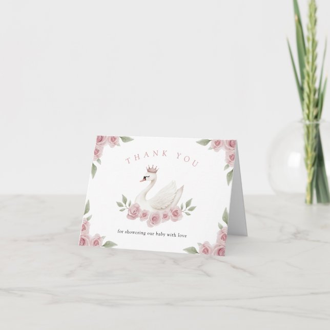 Cartão De Agradecimento Chá de fraldas Swan (Frente)