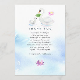 Cartão De Agradecimento Chá de fraldas Swan Watercolor Obrigado