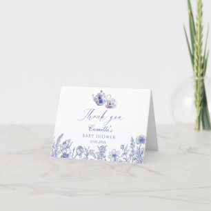 Cartão De Agradecimento Chá de fraldas Tea Time Toile Themed