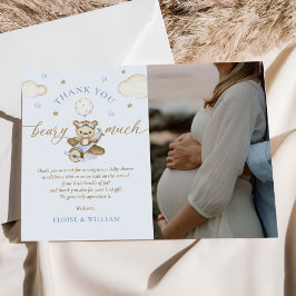 Cartão De Agradecimento Chá de fraldas Teddy Bear Balloon Boy