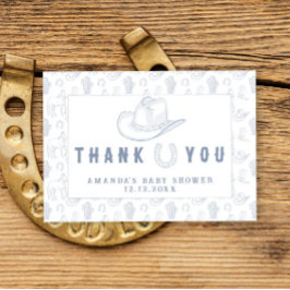 Cartão De Agradecimento Chá de fraldas Toile De Jouy Cowboy Obrigado