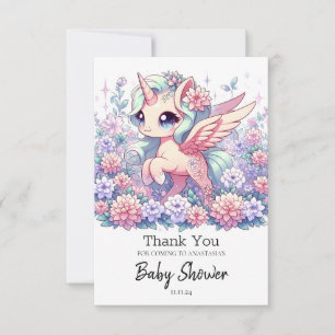 Cartão De Agradecimento Chá de fraldas Unicorn bonito