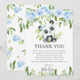 Cartão De Agradecimento Chá de fraldas verde-azul-claro-claro-Panda 