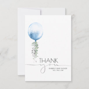 Cartão De Agradecimento Chá de fraldas Verde Azul Obrigado