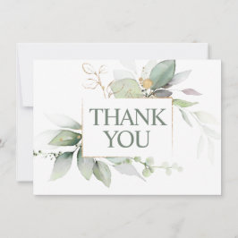 Cartão De Agradecimento Chá de fraldas Verde Wreath Watercolor, OBRIGADO