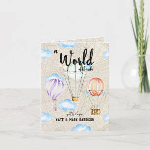 Cartão De Agradecimento Chá de fraldas Viagem Obrigado Nota