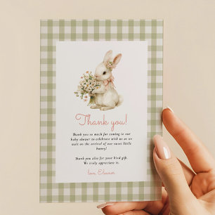 Cartão De Agradecimento Chá de fraldas Vintage Bunny Gingham