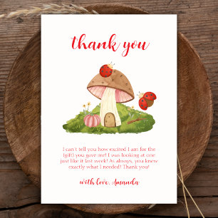 Cartão De Agradecimento Chá de fraldas Woodland Ladybug Mushroom