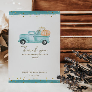 Cartão De Agradecimento Chá de Menino de Queda Moderna Minimalista da Abób