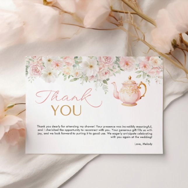 Cartão de Agradecimento Chá de Noiva (Tea Party Bridal Shower Thank You Card)
