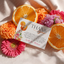 Cartão De Agradecimento Chá de Noiva Amor à Primeira Dose de Spritz Citrin