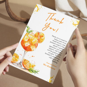 Cartão De Agradecimento Chá de Noiva Amor à Primeira Spritz Laranja Cockta
