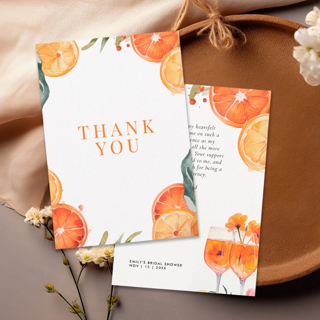 Cartão De Agradecimento Chá de Noiva Aperol Spritz Aquarela (Criador carregado)