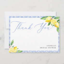 Cartão De Agradecimento Chá de Noiva Azul Limão Italiano Positano