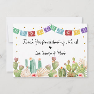 Cartão De Agradecimento Chá de Noiva Boho Cactus Fiesta