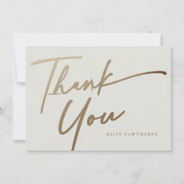 Cartão De Agradecimento Chá de Noiva Boho com Rótulo Dourado Moderno e Ele