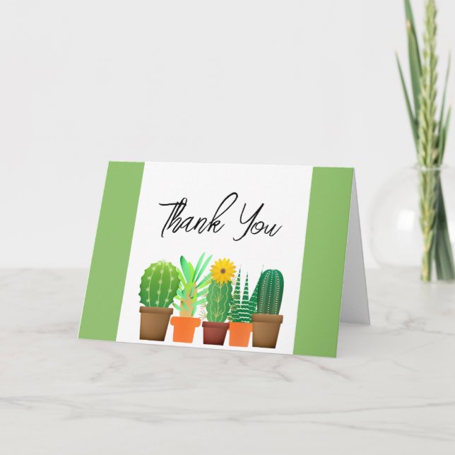 Cartão de Agradecimento Chá de Noiva Cactus (Frente)