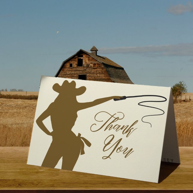 Cartão De Agradecimento Chá de Noiva Cowgirl Whip (Cowgirl Whip Bridal Shower Thank You Card
)