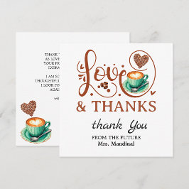 Cartão De Agradecimento Chá de Noiva de Amor e Gratidão Tema de Café de Ca
