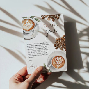 Cartão De Agradecimento Chá de Noiva de Café - O Amor Está no Preparo Obri