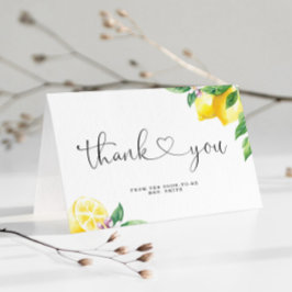 Cartão De Agradecimento Chá de noiva de limão em aquarela 