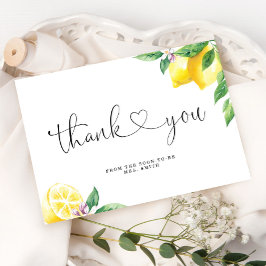 Cartão De Agradecimento Chá de noiva de limão em aquarela