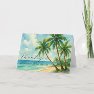 Cartão De Agradecimento Chá de Noiva de Verão Tropical na Praia Costeira