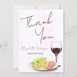 Cartão De Agradecimento Chá de Noiva de Vinho e Charcuteria