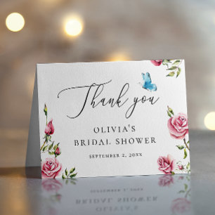 Cartão De Agradecimento Chá de Noiva Elegant Garden   Floral Delicado