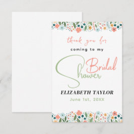 Cartão De Agradecimento Chá de Noiva Flor Retro Fofo