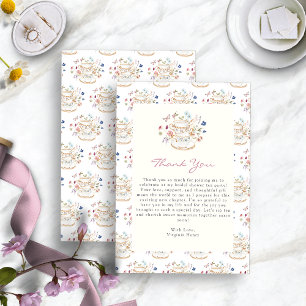 Cartão De Agradecimento Chá de Noiva Flor Silvestre Tea Party