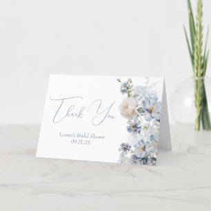 Cartão De Agradecimento Chá de Noiva Floral Azul