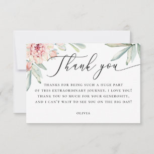 Cartão De Agradecimento Chá de Noiva Floral Boho   Aquarela Botânica