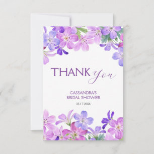 Cartão De Agradecimento Chá de Noiva Floral Gerânio Violeta