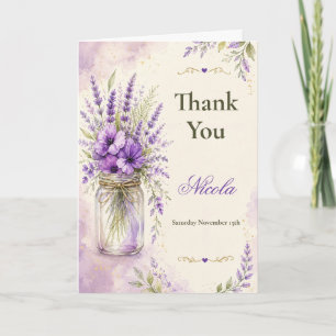 Cartão De Agradecimento Chá de Noiva Floral Lavanda