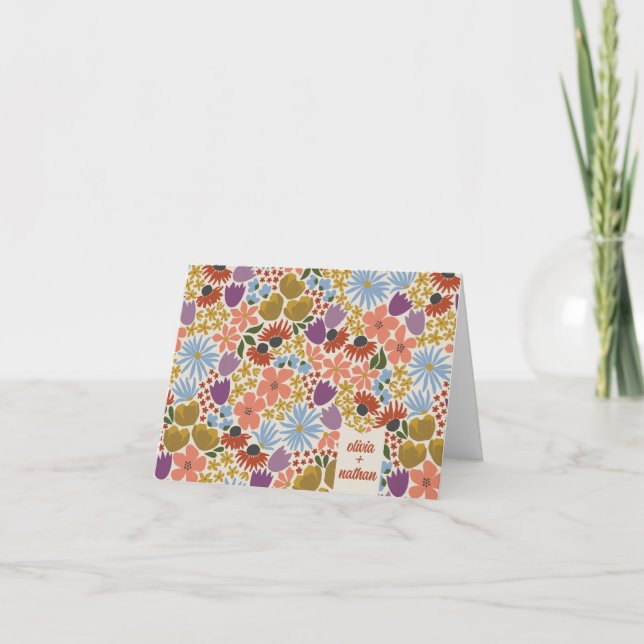 Cartão De Agradecimento Chá de Noiva Floral Personalizado  (Frente)